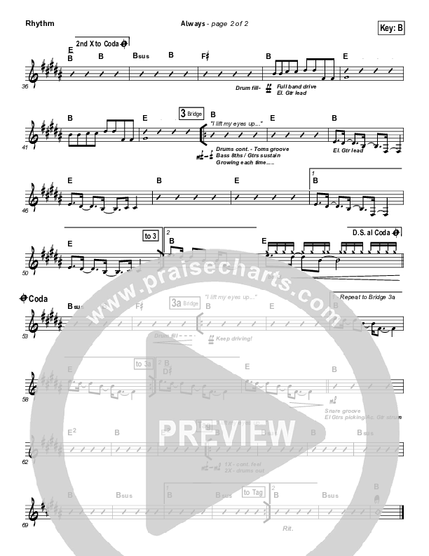 Always (Choral Anthem SATB) Rhythm Chart (Kristian Stanfill / NextGen Worship / Arr. Richard Kingsmore)