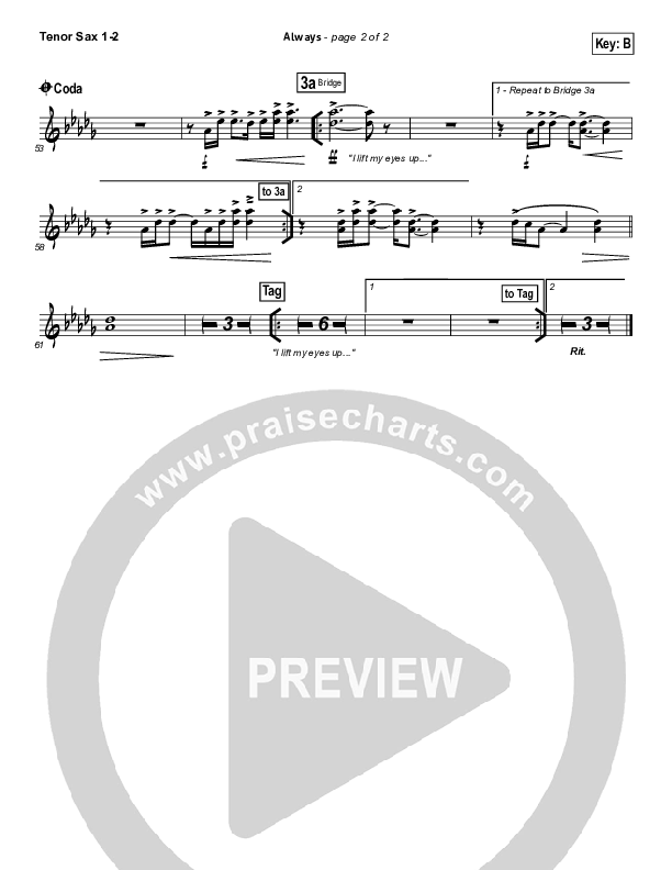 Always (Choral Anthem SATB) Tenor Sax 1/2 (Kristian Stanfill / NextGen Worship / Arr. Richard Kingsmore)