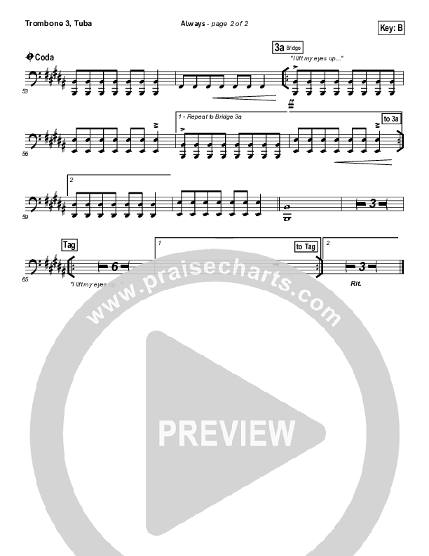 Always (Choral Anthem SATB) Trombone 3/Tuba (Kristian Stanfill / NextGen Worship / Arr. Richard Kingsmore)