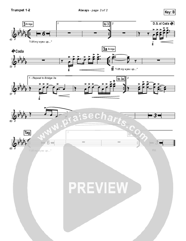 Always (Choral Anthem SATB) Trumpet 1,2 (Kristian Stanfill / NextGen Worship / Arr. Richard Kingsmore)