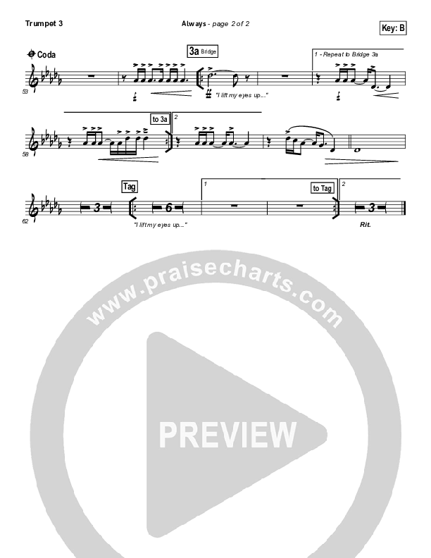 Always (Choral Anthem SATB) Trumpet 3 (Kristian Stanfill / NextGen Worship / Arr. Richard Kingsmore)