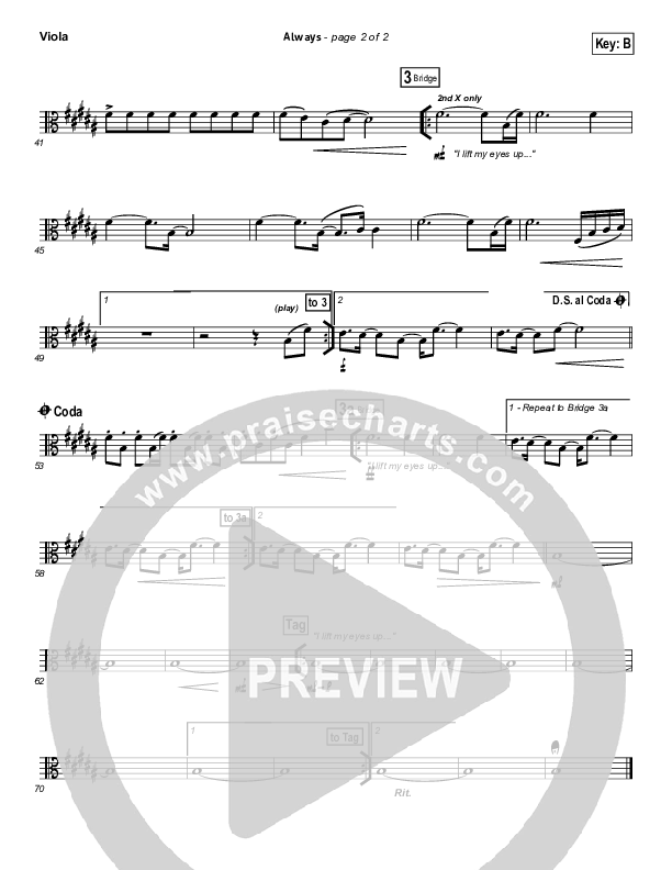 Always (Choral Anthem SATB) Viola (Kristian Stanfill / NextGen Worship / Arr. Richard Kingsmore)