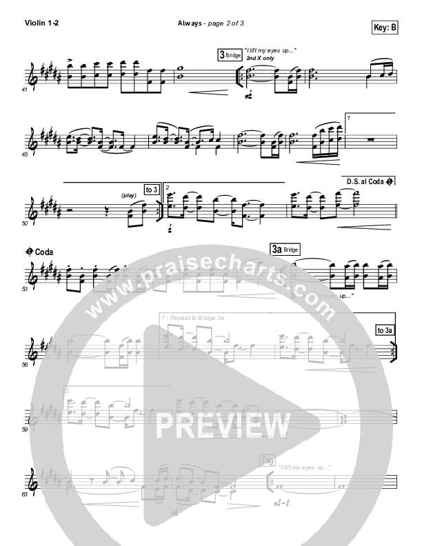 Always (Choral Anthem SATB) Violin 1/2 (Kristian Stanfill / NextGen Worship / Arr. Richard Kingsmore)
