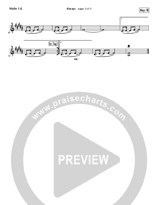 Always (Choral Anthem SATB) Violin 1/2 (Kristian Stanfill / NextGen Worship / Arr. Richard Kingsmore)