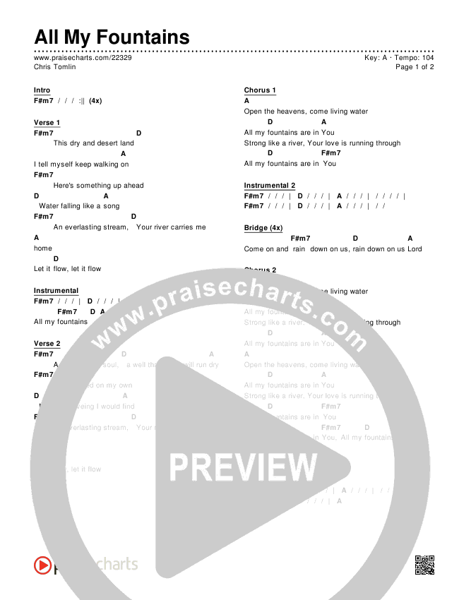 All My Fountains (Choral Anthem SATB) Chords & Lyrics (Chris Tomlin / NextGen Worship / Arr. Richard Kingsmore)