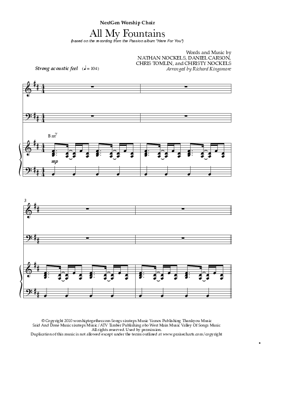 All My Fountains (Choral Anthem SATB) Piano/Choir (SATB) (Chris Tomlin / NextGen Worship / Arr. Richard Kingsmore)