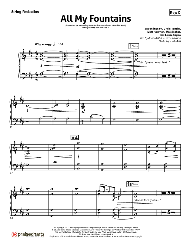 All My Fountains (Choral Anthem SATB) Synth Strings (Chris Tomlin / NextGen Worship / Arr. Richard Kingsmore)