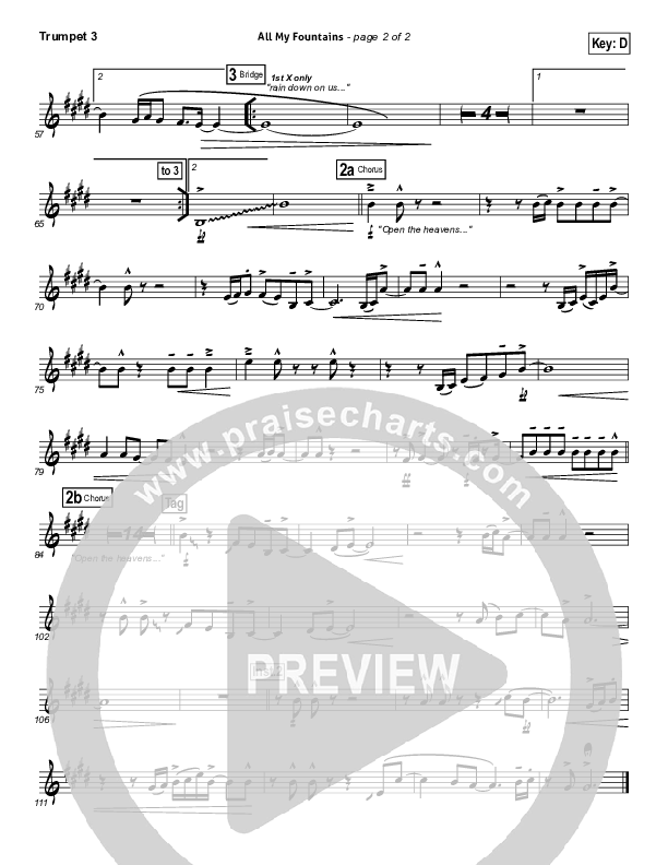 All My Fountains (Choral Anthem SATB) Trumpet 3 (Chris Tomlin / NextGen Worship / Arr. Richard Kingsmore)