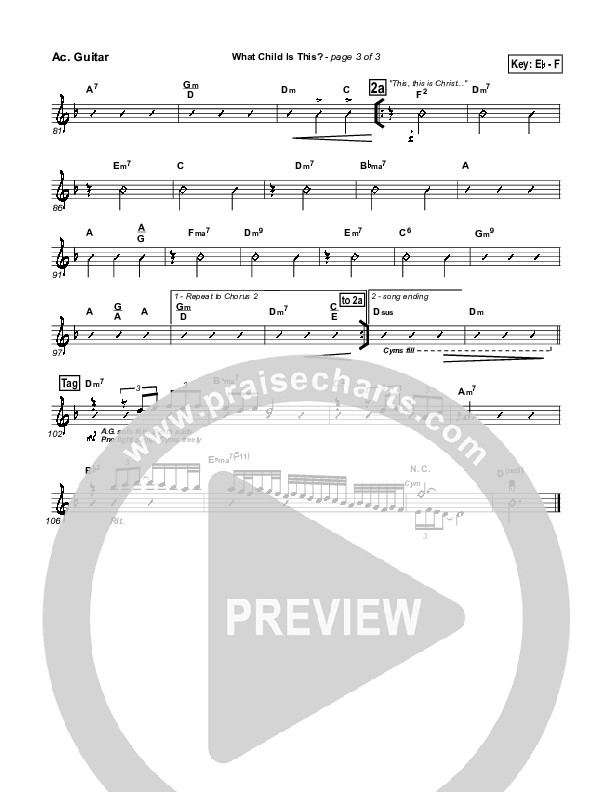 What Child Is This Acoustic Guitar (PraiseCharts Band / Arr. John Wasson)