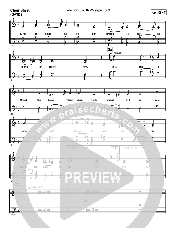 What Child Is This Vocal Sheet (SATB) (PraiseCharts Band / Arr. John Wasson)