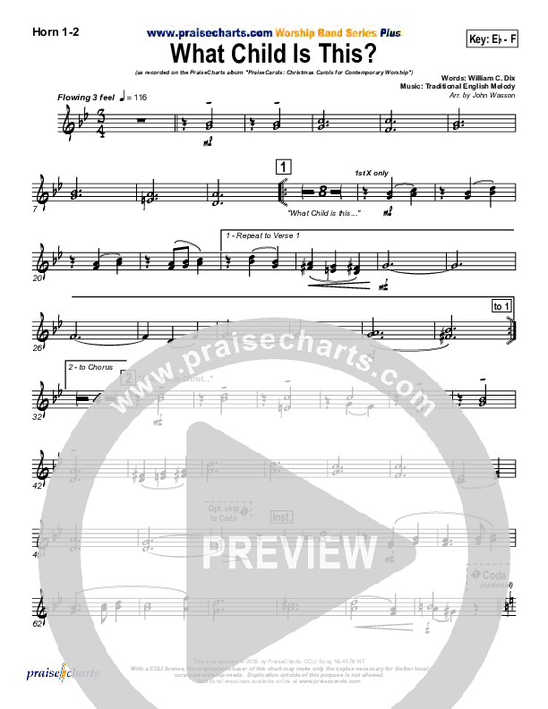 What Child Is This Brass Pack (PraiseCharts Band / Arr. John Wasson)