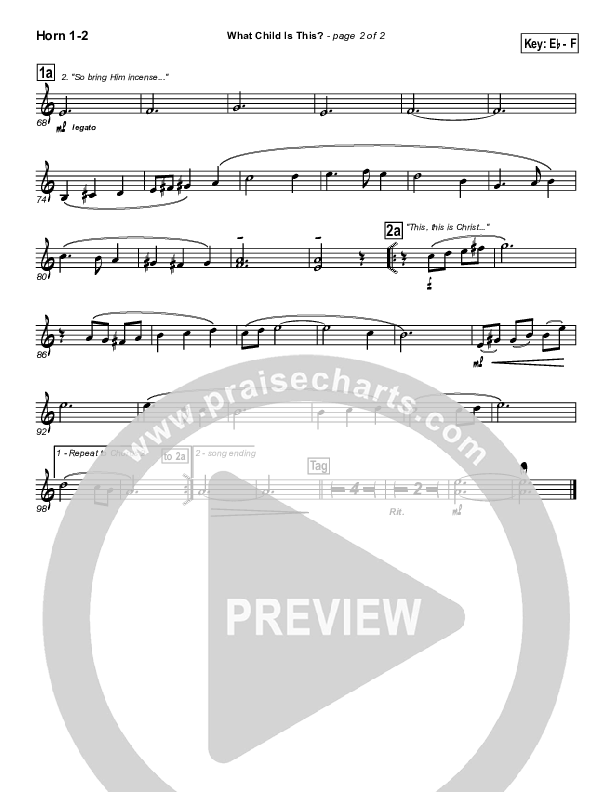 What Child Is This French Horn 1/2 (PraiseCharts Band / Arr. John Wasson)