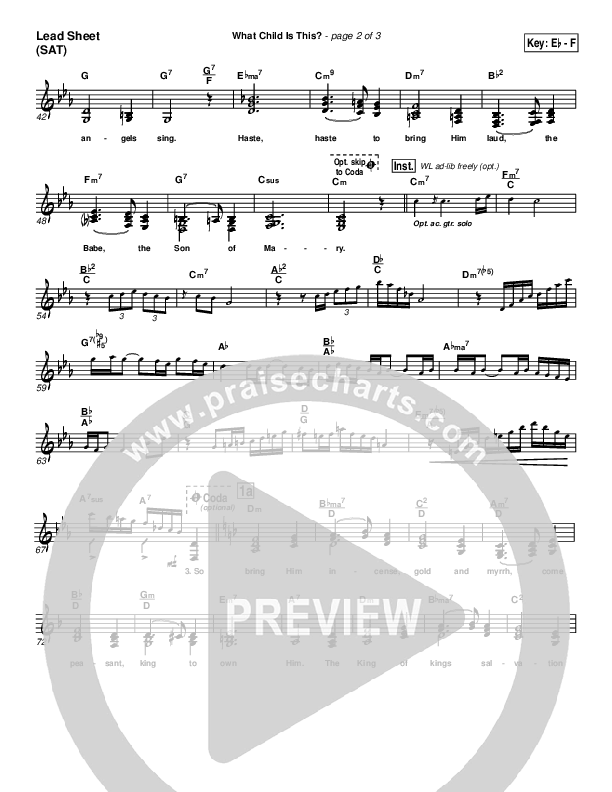 What Child Is This Lead & Piano/Vocal (PraiseCharts Band / Arr. John Wasson)