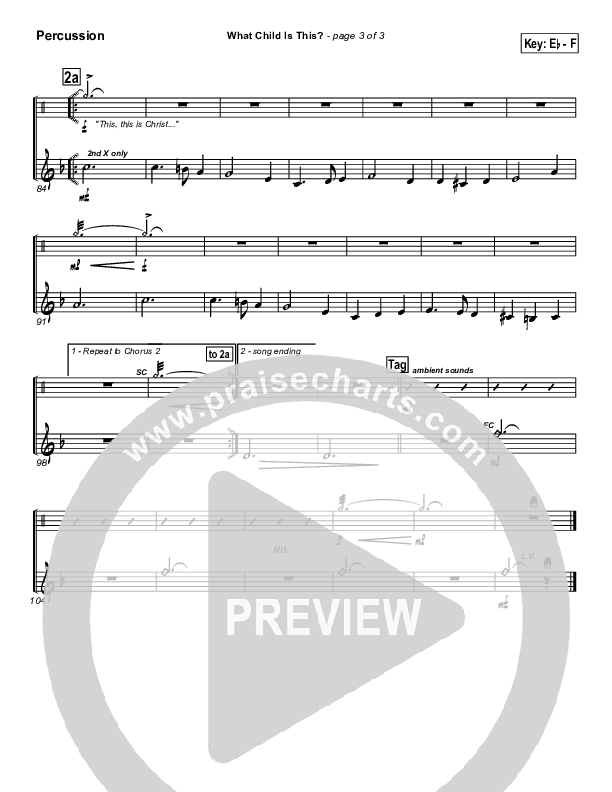 What Child Is This Percussion (PraiseCharts Band / Arr. John Wasson)