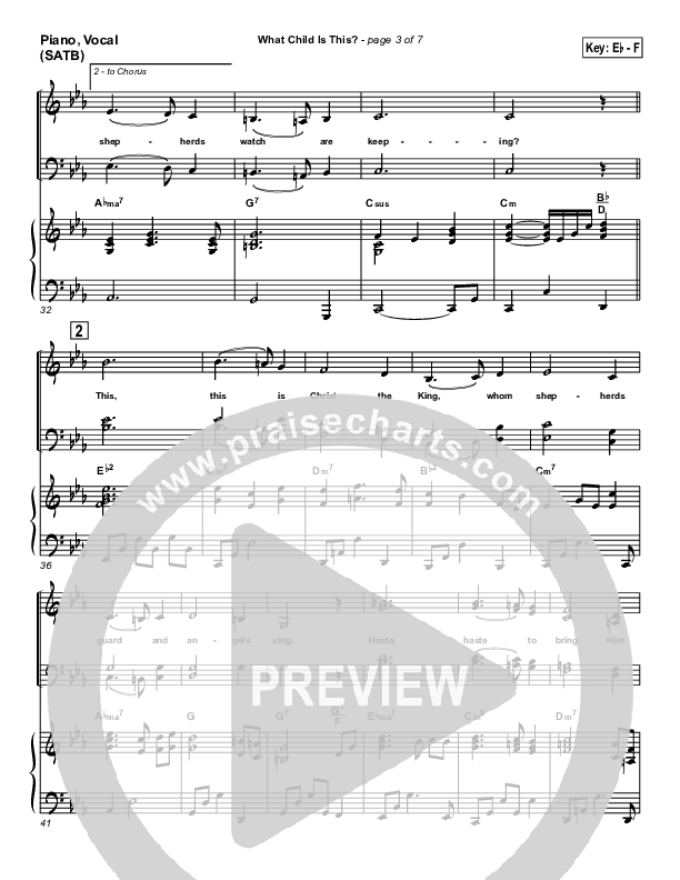 What Child Is This Piano/Vocal (SATB) (PraiseCharts Band / Arr. John Wasson)