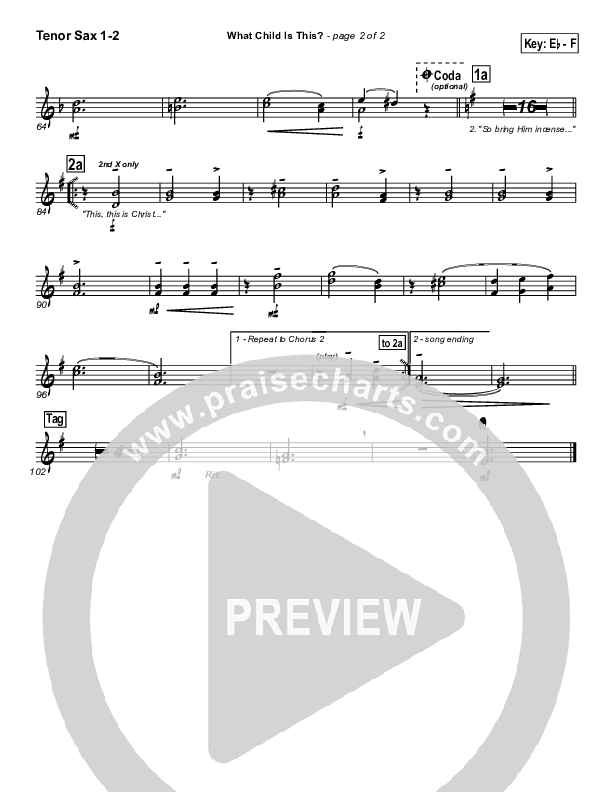 What Child Is This Tenor Sax 1/2 (PraiseCharts Band / Arr. John Wasson)