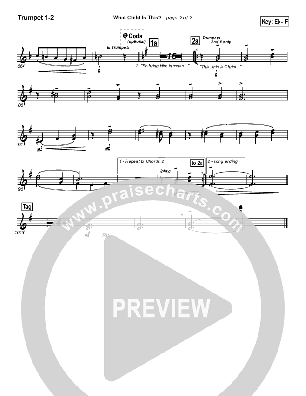 What Child Is This Trumpet 1,2 (PraiseCharts Band / Arr. John Wasson)