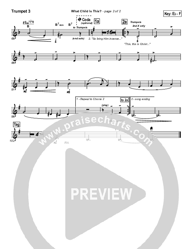 What Child Is This Trumpet 3 (PraiseCharts Band / Arr. John Wasson)