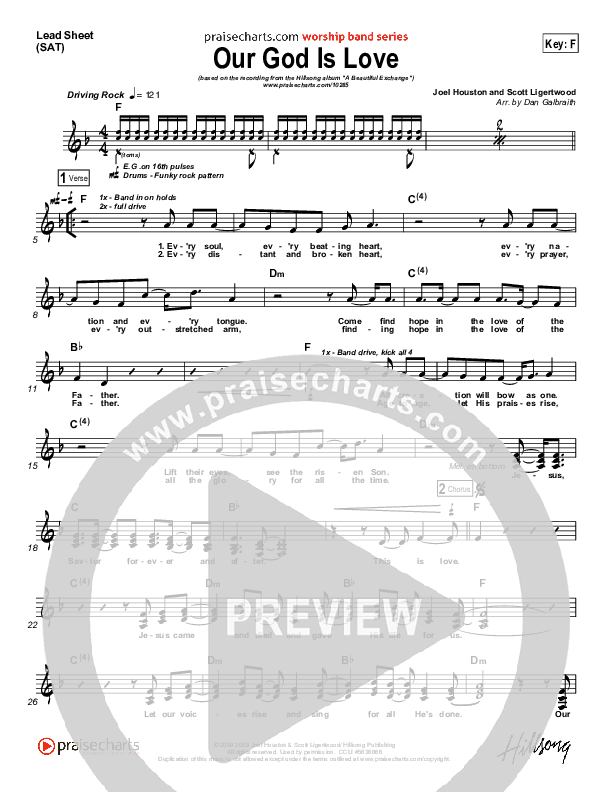 Our God Is Love (Choral Anthem SATB) Lead Sheet (Hillsong Worship / Arr. Richard Kingsmore)