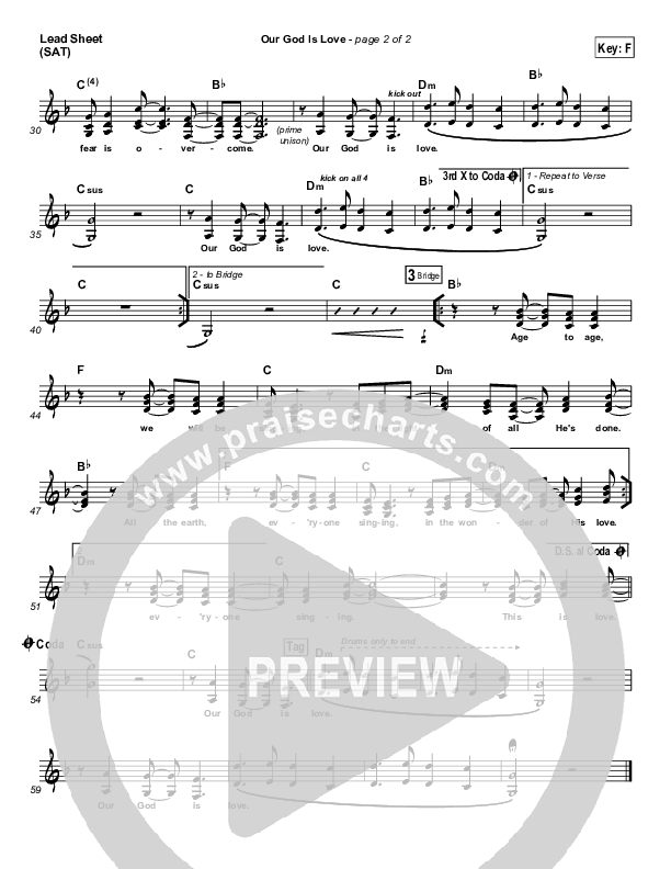 Our God Is Love (Choral Anthem SATB) Lead Sheet (Hillsong Worship / Arr. Richard Kingsmore)