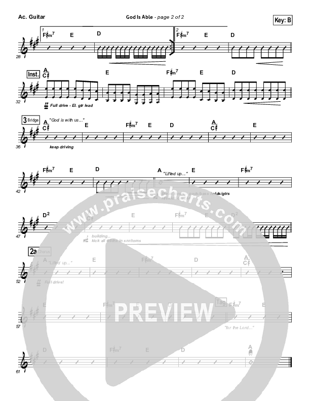 God Is Able (Choral Anthem SATB) Acoustic Guitar (Hillsong Worship / Arr. Richard Kingsmore)