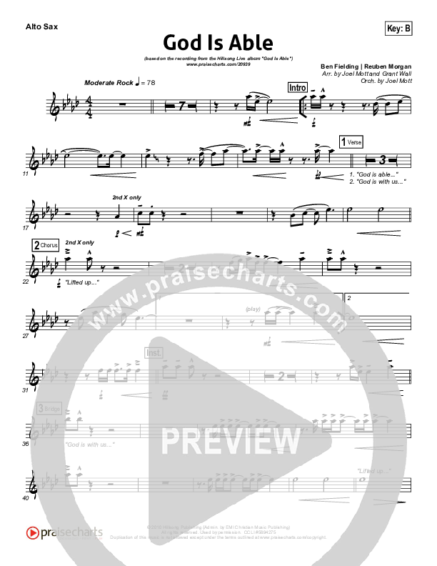 God Is Able (Choral Anthem SATB) Alto Sax (Hillsong Worship / Arr. Richard Kingsmore)