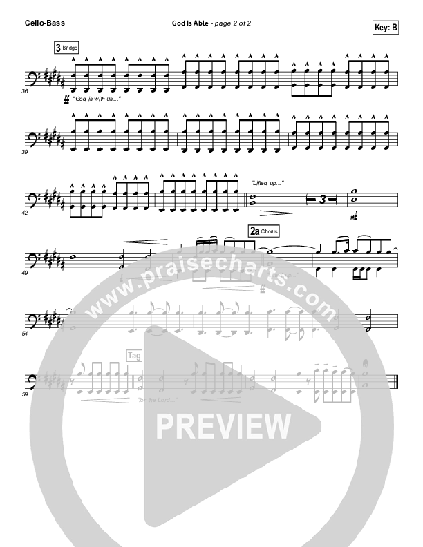God Is Able (Choral Anthem SATB) Cello/Bass (Hillsong Worship / Arr. Richard Kingsmore)