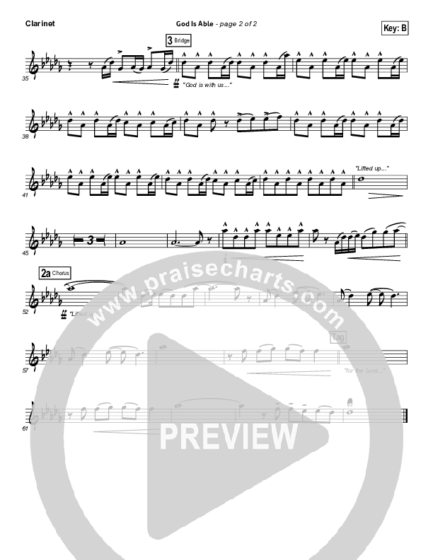 God Is Able (Choral Anthem SATB) Clarinet (Hillsong Worship / Arr. Richard Kingsmore)
