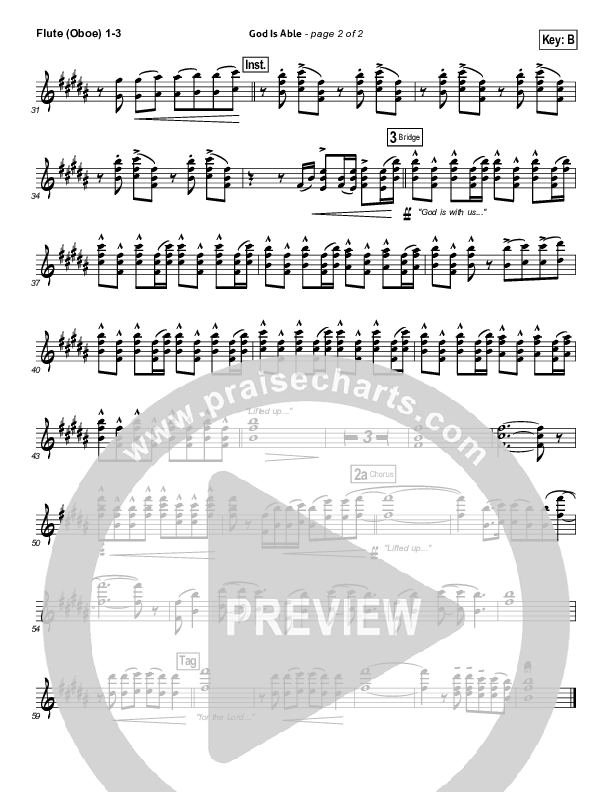 God Is Able (Choral Anthem SATB) Flute/Oboe 1/2/3 (Hillsong Worship / Arr. Richard Kingsmore)