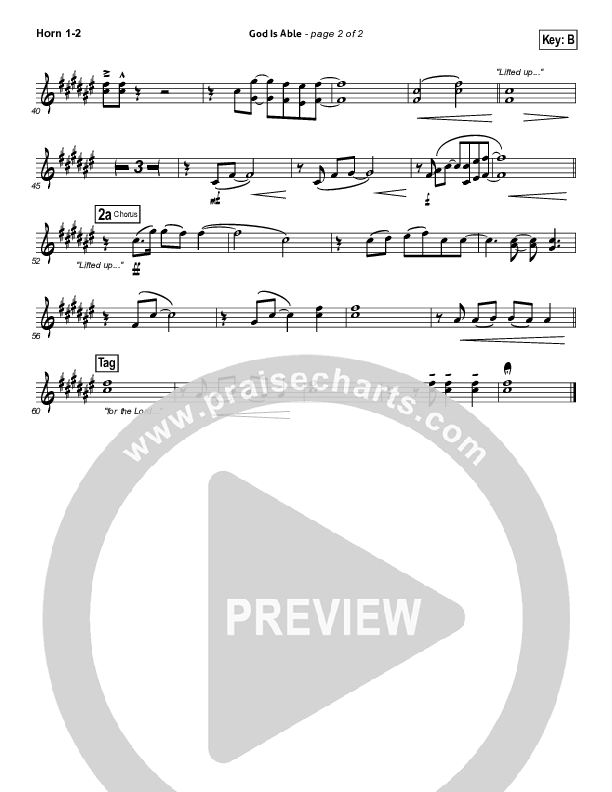 God Is Able (Choral Anthem SATB) French Horn 1/2 (Hillsong Worship / Arr. Richard Kingsmore)