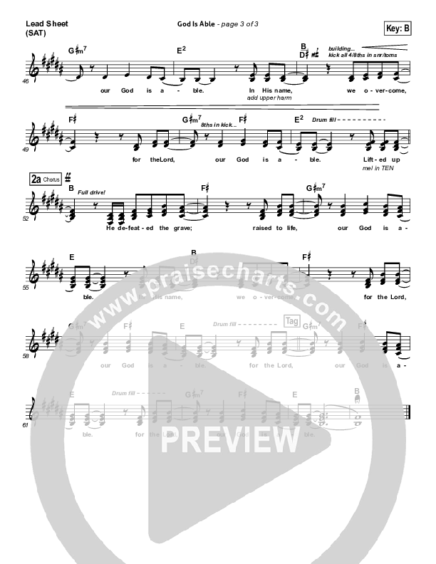 God Is Able (Choral Anthem SATB) Lead Sheet (SAT) (Hillsong Worship / Arr. Richard Kingsmore)