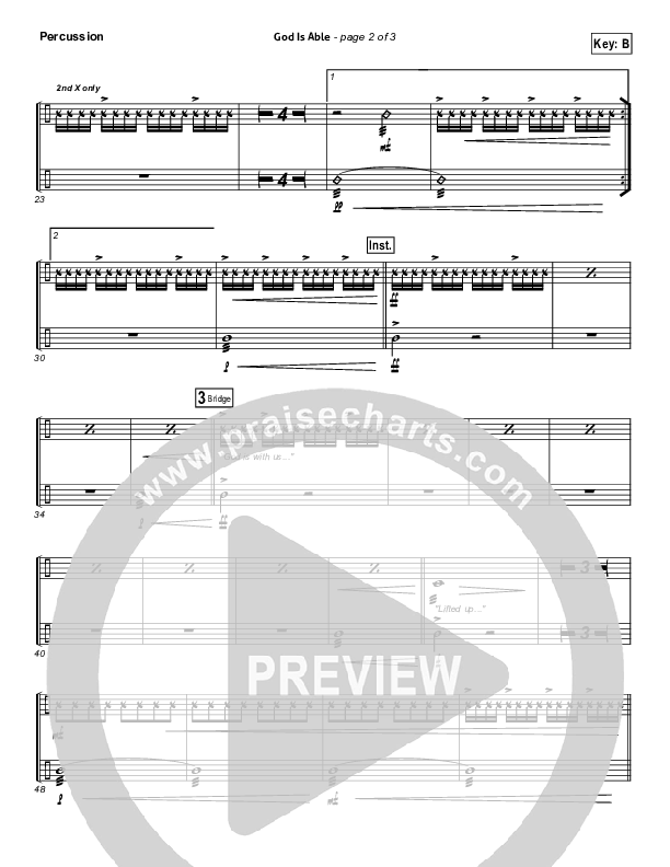 God Is Able (Choral Anthem SATB) Percussion (Hillsong Worship / Arr. Richard Kingsmore)