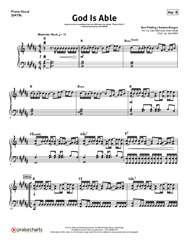 God Is Able (Choral Anthem SATB) Piano/Choir (SATB) (Hillsong Worship / Arr. Richard Kingsmore)