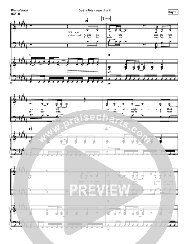 God Is Able (Choral Anthem SATB) Piano/Vocal (SATB) (Hillsong Worship / Arr. Richard Kingsmore)
