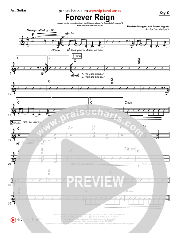 Forever Reign (Choral Anthem SATB) Acoustic Guitar (Hillsong Worship / Arr. Richard Kingsmore)