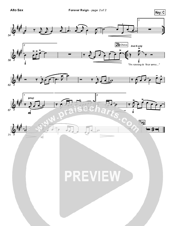 Forever Reign (Choral Anthem SATB) Alto Sax (Hillsong Worship / Arr. Richard Kingsmore)