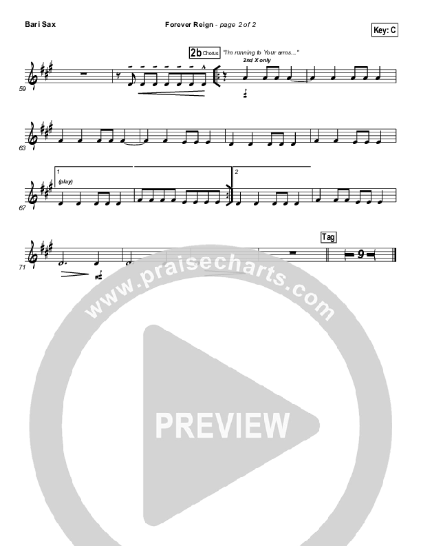 Forever Reign (Choral Anthem SATB) Bari Sax (Hillsong Worship / Arr. Richard Kingsmore)