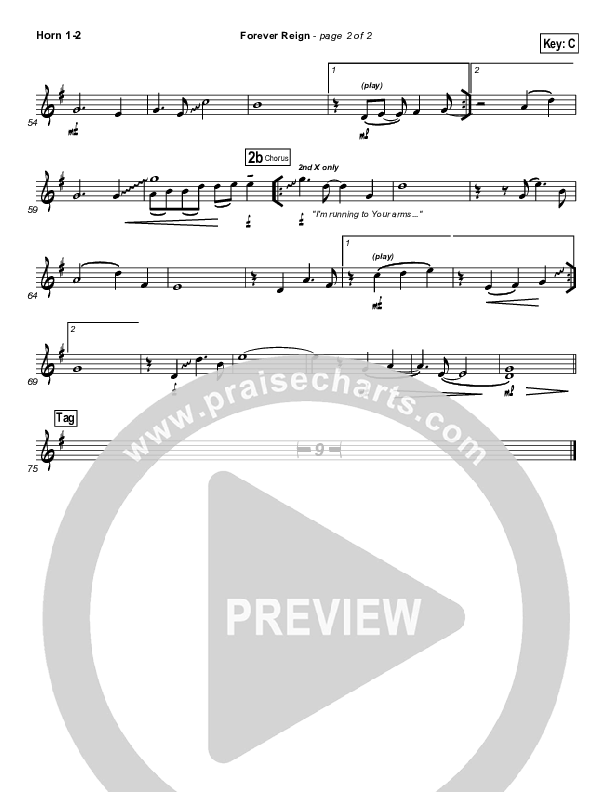 Forever Reign (Choral Anthem SATB) French Horn 1/2 (Hillsong Worship / Arr. Richard Kingsmore)