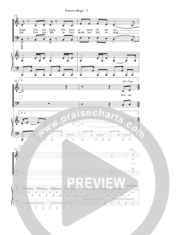 Forever Reign (Choral Anthem SATB) Piano/Vocal (Hillsong Worship / Arr. Richard Kingsmore)