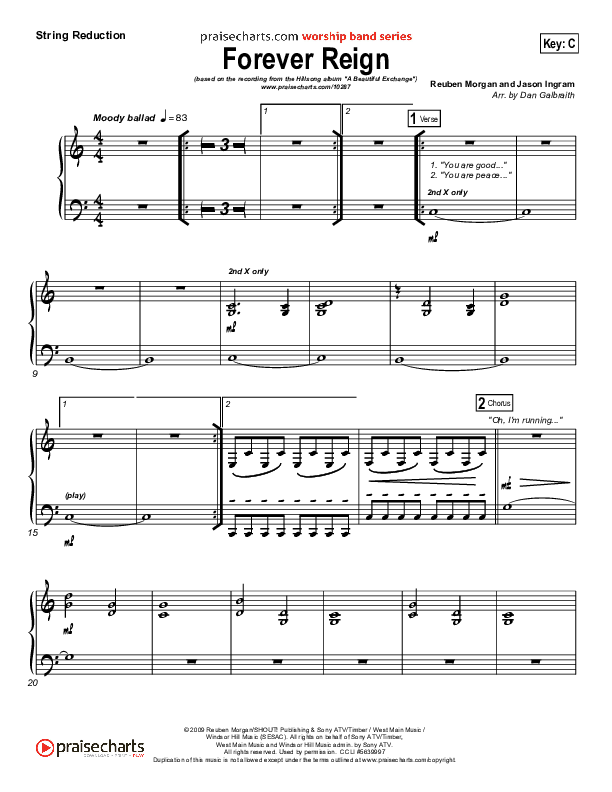 Forever Reign (Choral Anthem SATB) Synth Strings (Hillsong Worship / Arr. Richard Kingsmore)