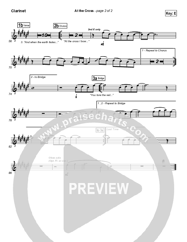 At The Cross (Choral Anthem SATB) Clarinet (Hillsong Worship / NextGen Worship / Arr. Richard Kingsmore)