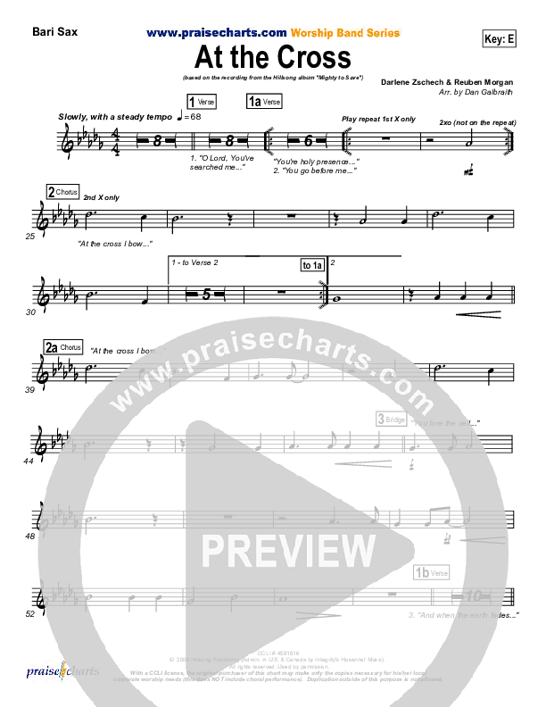At The Cross (Choral Anthem SATB) Bari Sax (Hillsong Worship / NextGen Worship / Arr. Richard Kingsmore)