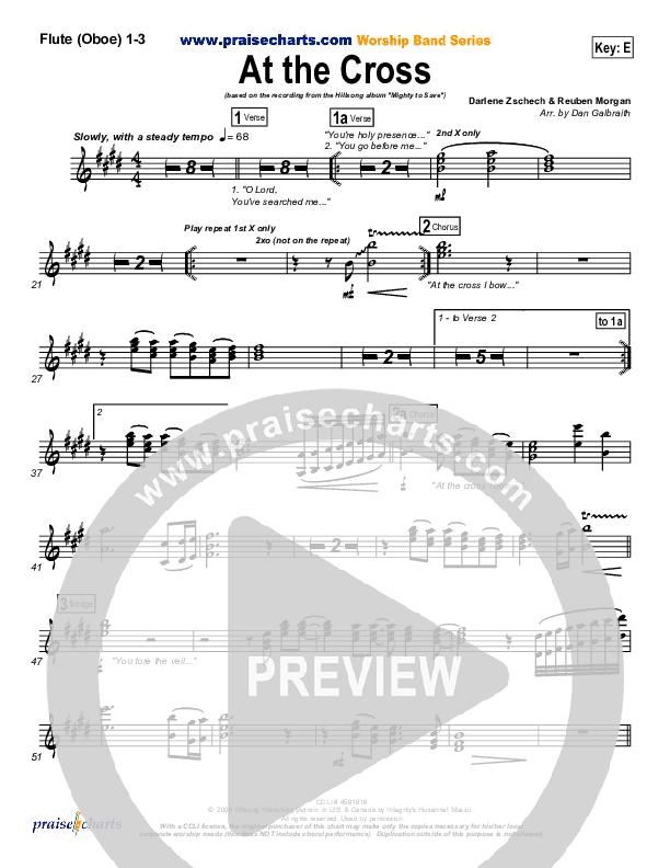 At The Cross (Choral Anthem SATB) Flute/Oboe 1/2/3 (Hillsong Worship / NextGen Worship / Arr. Richard Kingsmore)