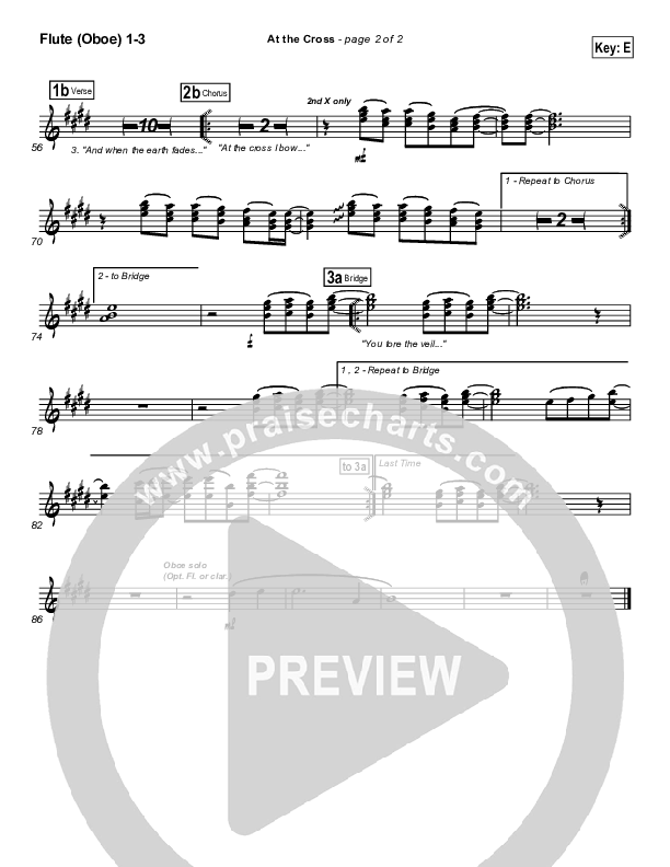 At The Cross (Choral Anthem SATB) Flute/Oboe 1/2/3 (Hillsong Worship / NextGen Worship / Arr. Richard Kingsmore)