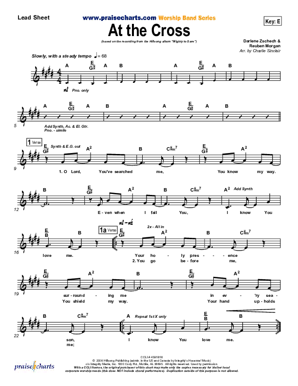 At The Cross (Choral Anthem SATB) Lead Sheet (Hillsong Worship / NextGen Worship / Arr. Richard Kingsmore)