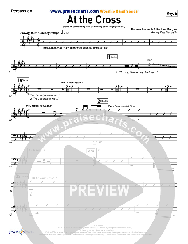 At The Cross (Choral Anthem SATB) Percussion (Hillsong Worship / NextGen Worship / Arr. Richard Kingsmore)
