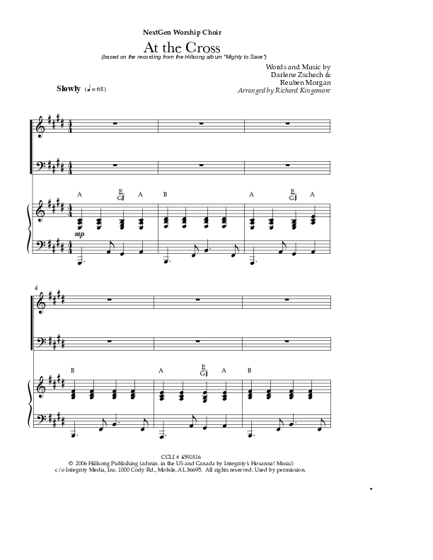 At The Cross (Choral Anthem SATB) Piano/Vocal (Hillsong Worship / NextGen Worship / Arr. Richard Kingsmore)
