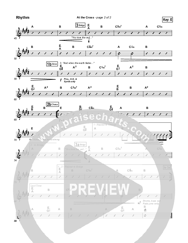 At The Cross (Choral Anthem SATB) Rhythm Chart (Hillsong Worship / NextGen Worship / Arr. Richard Kingsmore)