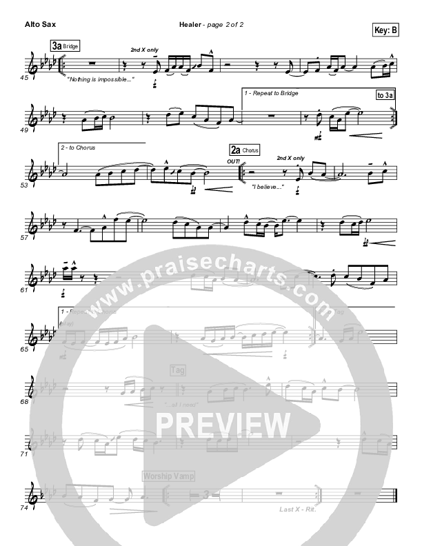 Healer (Choral Anthem SATB) Alto Sax (Hillsong Worship / NextGen Worship / Arr. Richard Kingsmore)