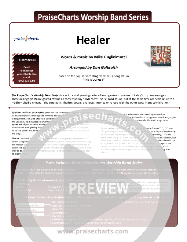 Healer (Choral Anthem SATB) Cover Sheet (Hillsong Worship / NextGen Worship / Arr. Richard Kingsmore)